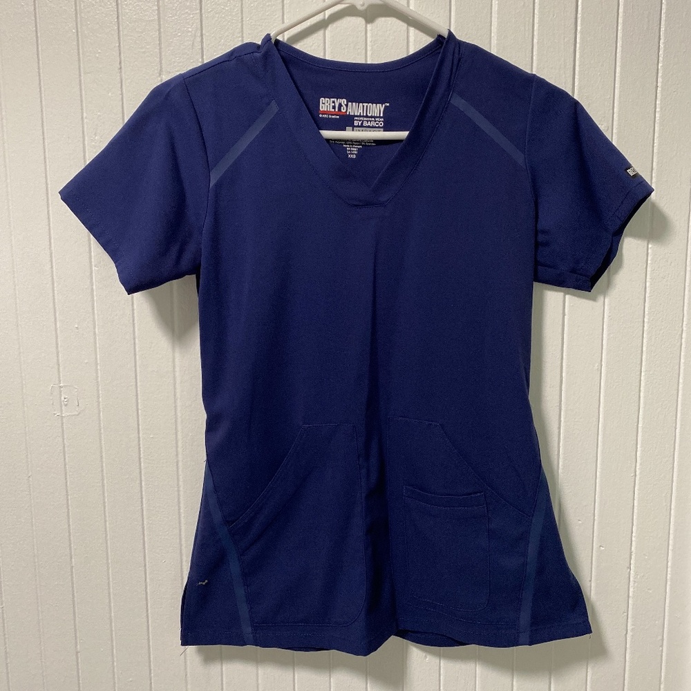 Barco Uniforms Grey's Anatomy Navy Blue V-Neck Women's Scrub Top
